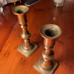 Pair of Brass Antique Victorian Candlesticks